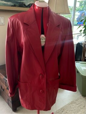 Vintage 80/90s Winlit Wilson vintage Red Leather Women's Blazer Jacket